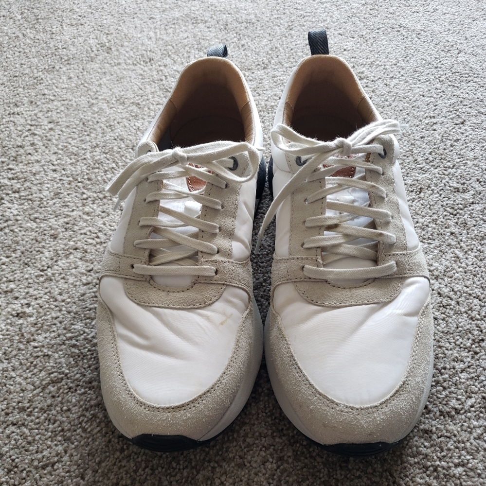 Men's Casual White and Light Gray Lace-Up Sneakers